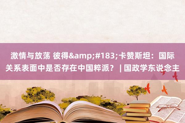 激情与放荡 彼得&#183;卡赞斯坦：国际关系表面中是否存在中国粹派？ | 国政学东说念主