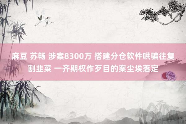 麻豆 苏畅 涉案8300万 搭建分仓软件哄骗往复割韭菜 一齐期权作歹目的案尘埃落定