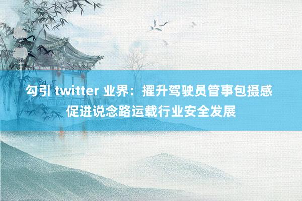 勾引 twitter 业界：擢升驾驶员管事包摄感 促进说念路运载行业安全发展