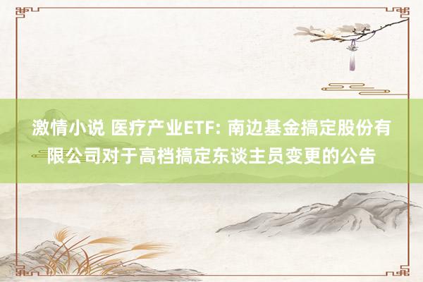 激情小说 医疗产业ETF: 南边基金搞定股份有限公司对于高档搞定东谈主员变更的公告