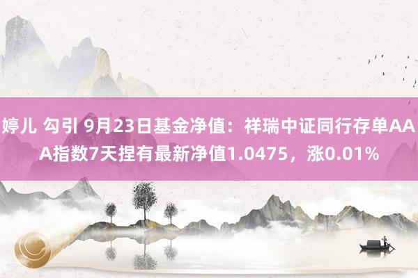 婷儿 勾引 9月23日基金净值：祥瑞中证同行存单AAA指数7天捏有最新净值1.0475，涨0.01%