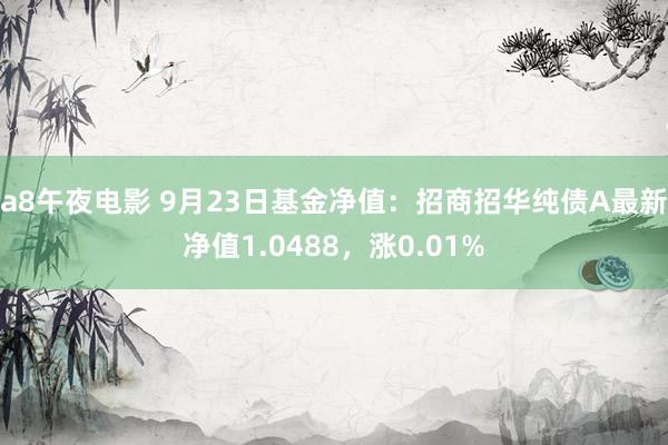 a8午夜电影 9月23日基金净值：招商招华纯债A最新净值1.0488，涨0.01%