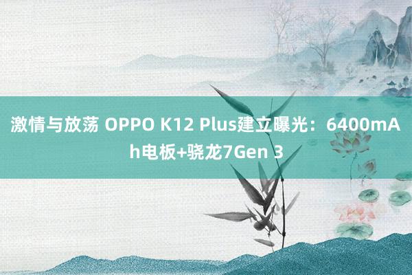 激情与放荡 OPPO K12 Plus建立曝光：6400mAh电板+骁龙7Gen 3