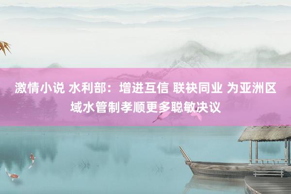 激情小说 水利部：增进互信 联袂同业 为亚洲区域水管制孝顺更多聪敏决议