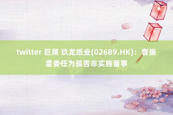 twitter 巨屌 玖龙纸业(02689.HK)：曹振雷委任为孤苦非实施董事