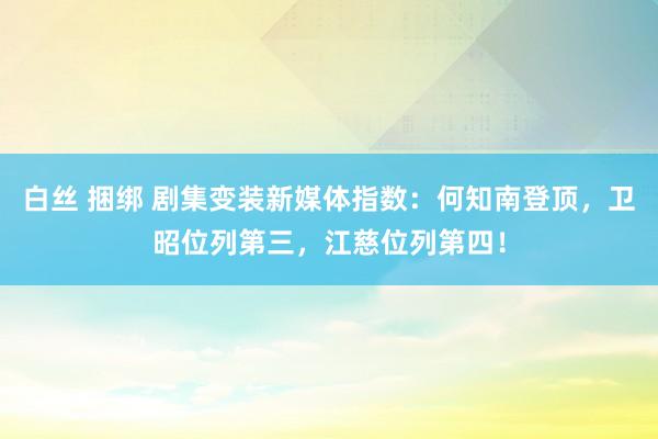 白丝 捆绑 剧集变装新媒体指数：何知南登顶，卫昭位列第三，江慈位列第四！