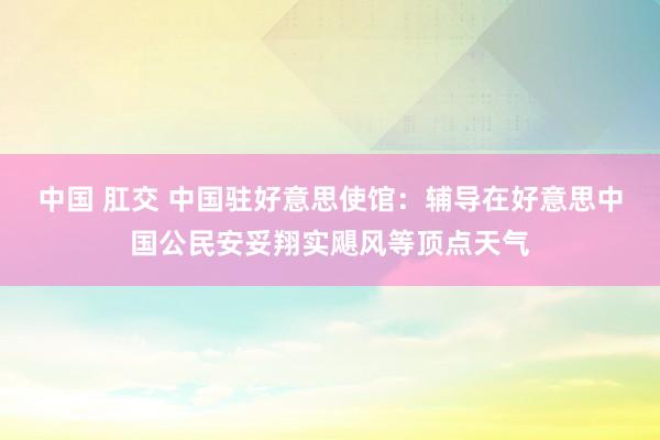 中国 肛交 中国驻好意思使馆：辅导在好意思中国公民安妥翔实飓风等顶点天气