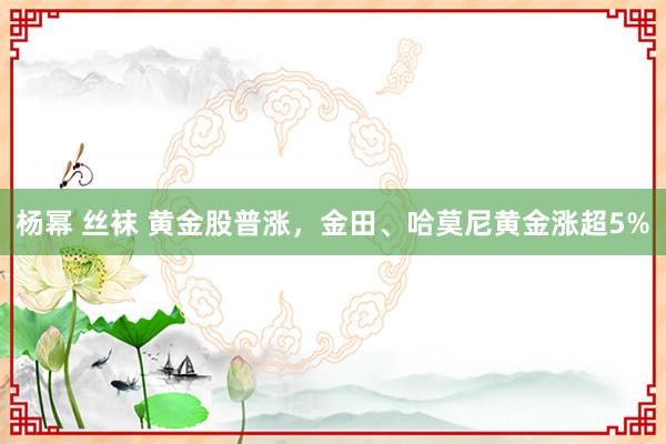 杨幂 丝袜 黄金股普涨，金田、哈莫尼黄金涨超5%