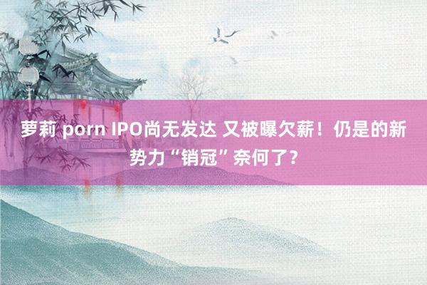 萝莉 porn IPO尚无发达 又被曝欠薪！仍是的新势力“销冠”奈何了？