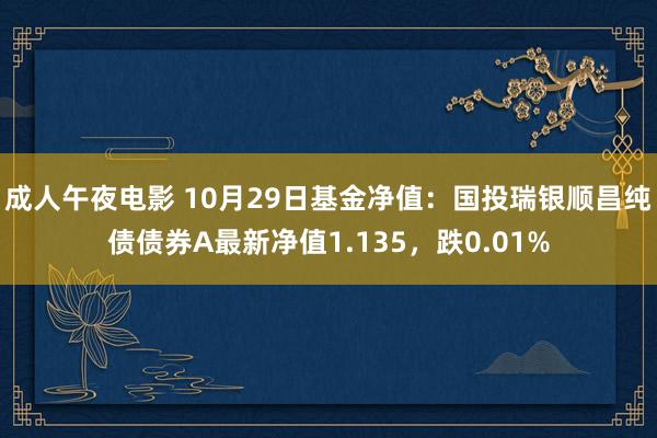 成人午夜电影 10月29日基金净值：国投瑞银顺昌纯债债券A最新净值1.135，跌0.01%