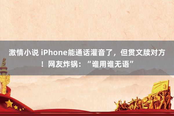 激情小说 iPhone能通话灌音了，但贯文牍对方！网友炸锅：“谁用谁无语”