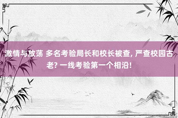 激情与放荡 多名考验局长和校长被查， 严查校园古老? 一线考验第一个相沿!