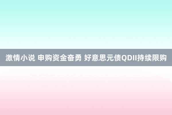 激情小说 申购资金奋勇 好意思元债QDII持续限购