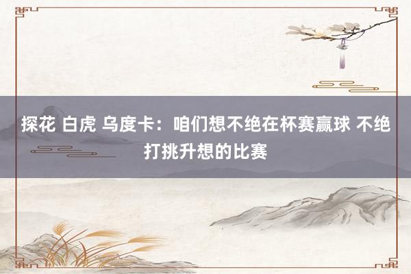 探花 白虎 乌度卡：咱们想不绝在杯赛赢球 不绝打挑升想的比赛