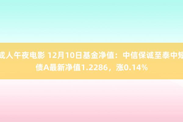 成人午夜电影 12月10日基金净值：中信保诚至泰中短债A最新净值1.2286，涨0.14%