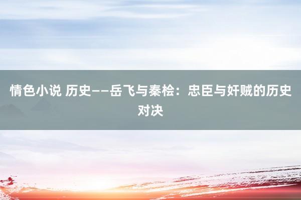 情色小说 历史——岳飞与秦桧：忠臣与奸贼的历史对决