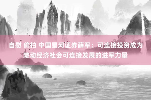 自慰 偷拍 中国星河证券薛军：可连接投资成为激动经济社会可连接发展的进军力量