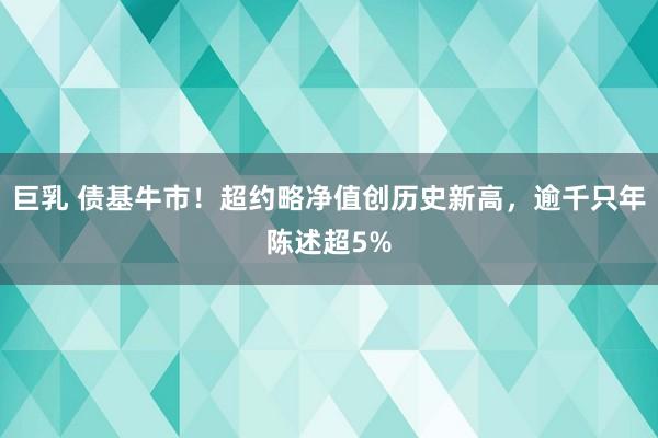 巨乳 债基牛市！超约略净值创历史新高，逾千只年陈述超5%