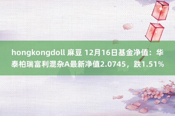 hongkongdoll 麻豆 12月16日基金净值：华泰柏瑞富利混杂A最新净值2.0745，跌1.51%