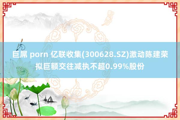 巨屌 porn 亿联收集(300628.SZ)激动陈建荣拟巨额交往减执不超0.99%股份