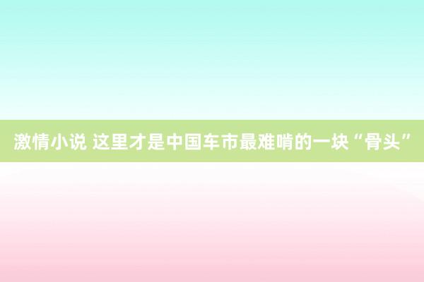 激情小说 这里才是中国车市最难啃的一块“骨头”