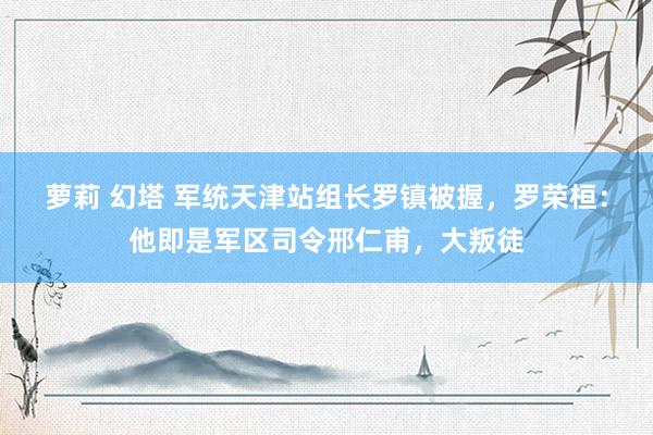 萝莉 幻塔 军统天津站组长罗镇被握，罗荣桓：他即是军区司令邢仁甫，大叛徒