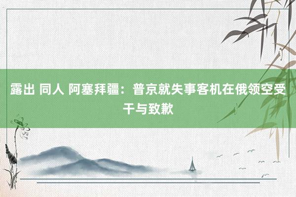 露出 同人 阿塞拜疆：普京就失事客机在俄领空受干与致歉