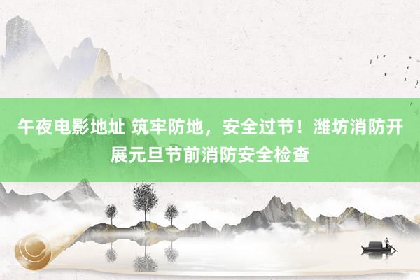 午夜电影地址 筑牢防地，安全过节！潍坊消防开展元旦节前消防安全检查