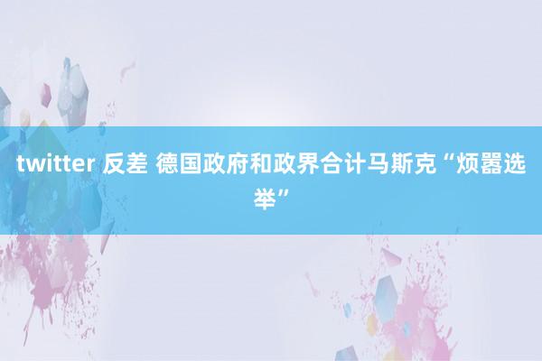 twitter 反差 德国政府和政界合计马斯克“烦嚣选举”