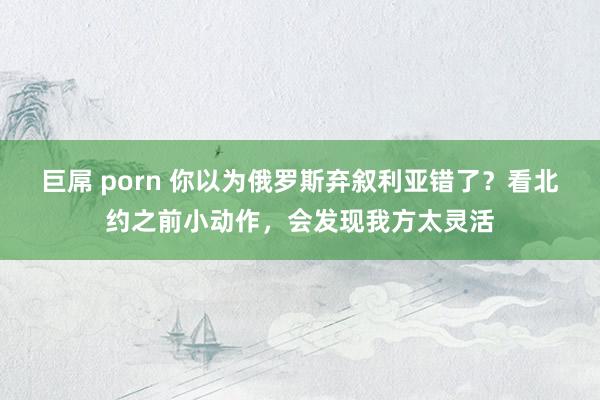 巨屌 porn 你以为俄罗斯弃叙利亚错了？看北约之前小动作，会发现我方太灵活