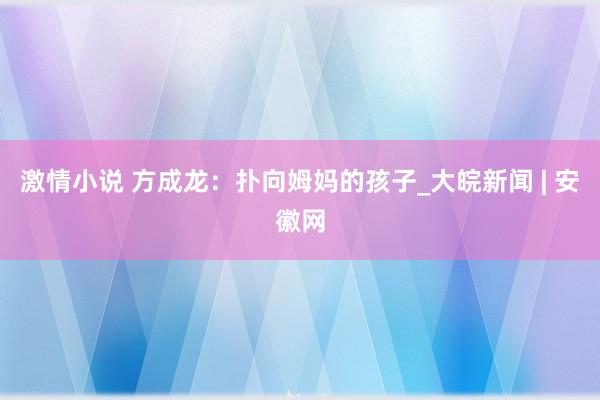 激情小说 方成龙：扑向姆妈的孩子_大皖新闻 | 安徽网