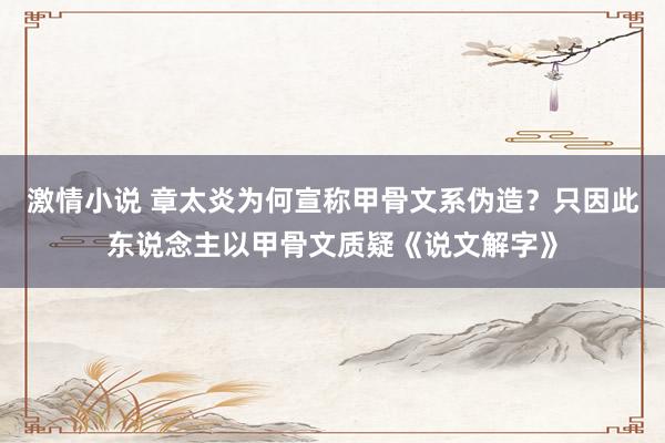 激情小说 章太炎为何宣称甲骨文系伪造？只因此东说念主以甲骨文质疑《说文解字》