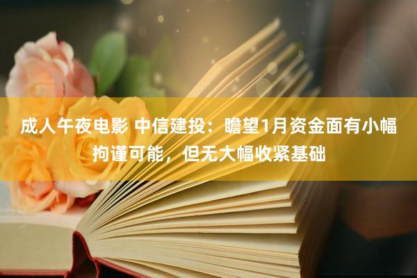 成人午夜电影 中信建投：瞻望1月资金面有小幅拘谨可能，但无大幅收紧基础