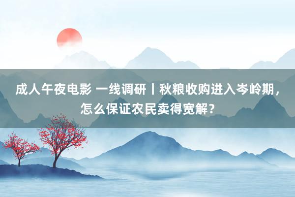 成人午夜电影 一线调研丨秋粮收购进入岑岭期，怎么保证农民卖得宽解？