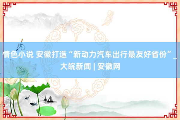 情色小说 安徽打造“新动力汽车出行最友好省份”_大皖新闻 | 安徽网