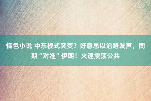 情色小说 中东模式突变？好意思以沿路发声，同期“对准”伊朗！火速震荡公共