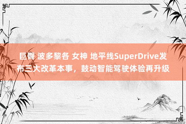 巨臀 波多黎各 女神 地平线SuperDrive发布三大改革本事，鼓动智能驾驶体验再升级