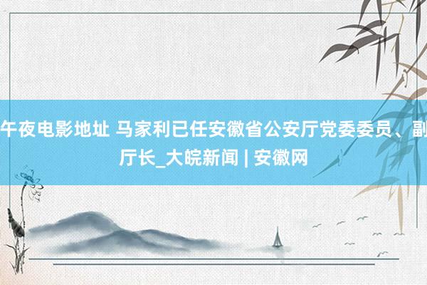 午夜电影地址 马家利已任安徽省公安厅党委委员、副厅长_大皖新闻 | 安徽网